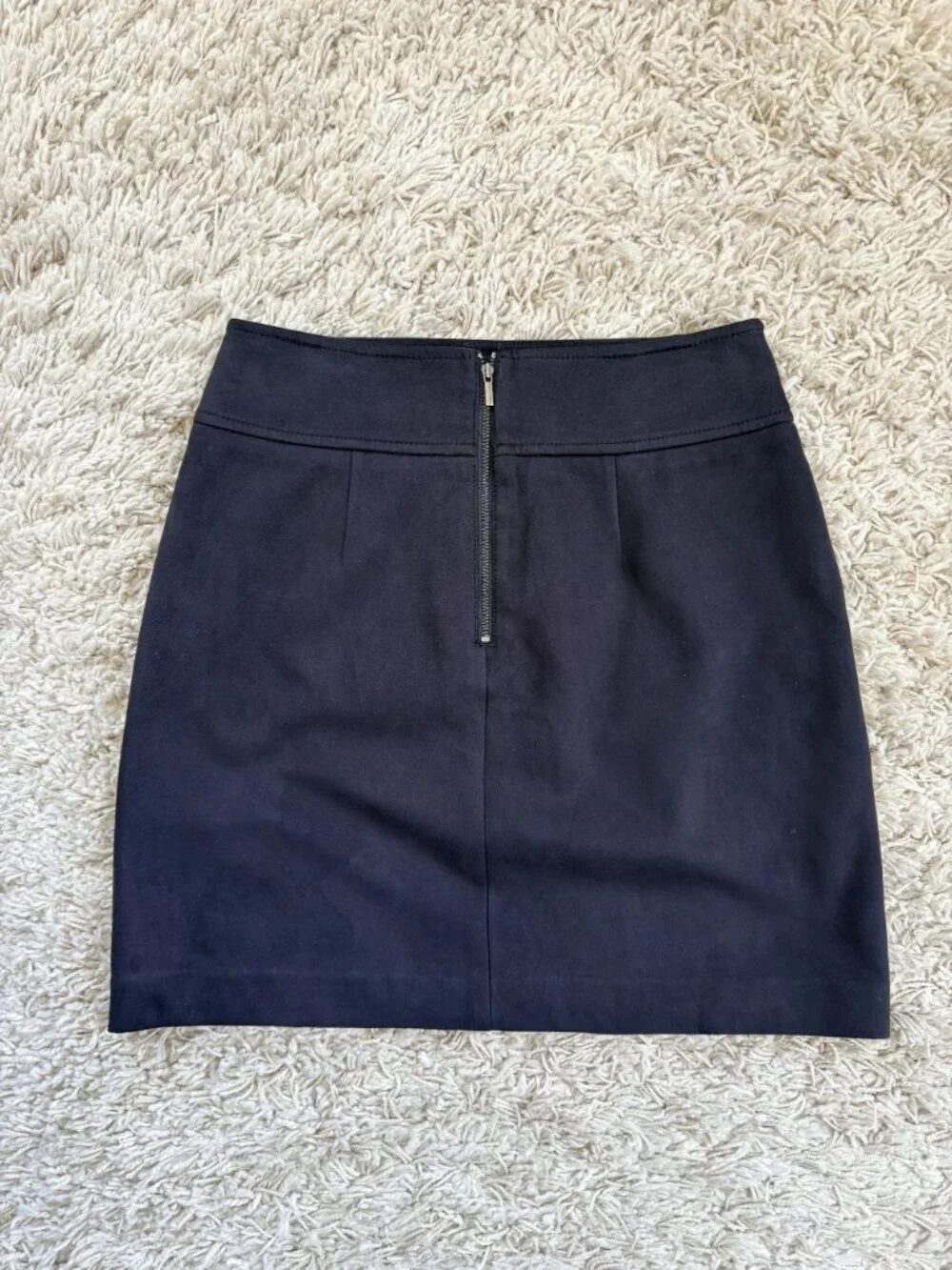 Loft Petite 2P Dark Navy Vegan Suede Skirt With Back Zipper & Pockets Fully Line